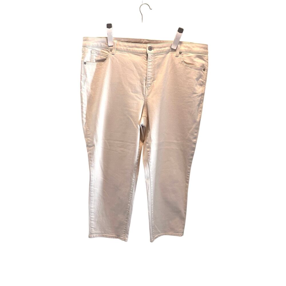 Talbots Size 22W White Straight Crop Pants Jeans Stretch Cotton 5 Pocket